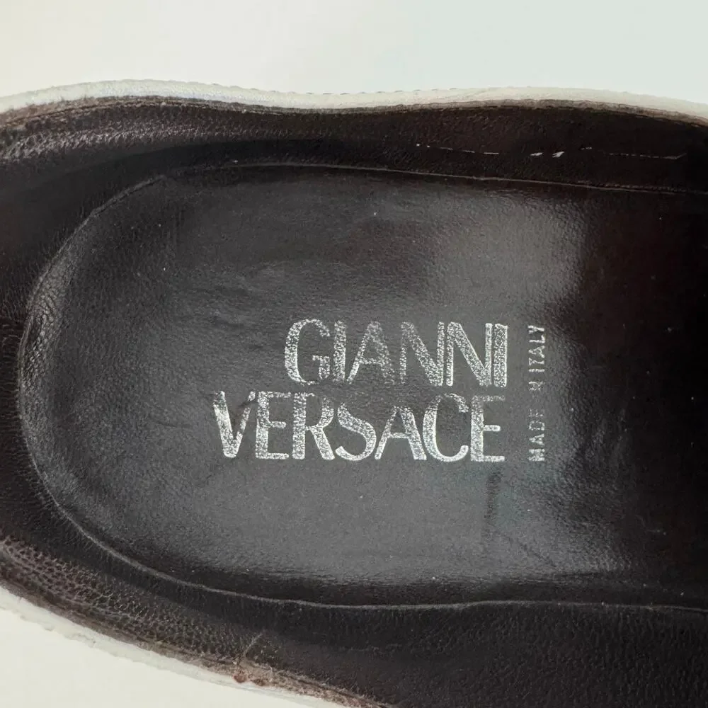 Gianni Versace Vintage Perforated Leather Lace-Up Shoes Brogues White Men's 11